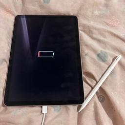 Apple iPad Air and pencil 2nd gen. Bought for college but couldn’t complete course and have no other use for it so used it about 3 times. Comes with charger lead. Paid £135 for pencil and £900 for iPad. No cracks no scratches marks are finger prints