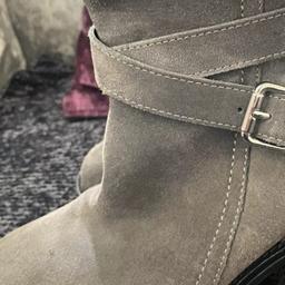 Grey suede leather insolia m&s size 4 ankle boots with slight defect to sole as new condition