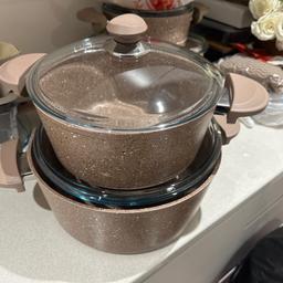 Pots & Pan set. One of the lids are slightly cracked but still useable. Originally bought set for £150.