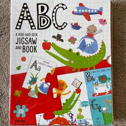 ABC hide-and-seek jigsaw and book
28 piece jigsaw puzzle 
Picture book with fun rhymes
Fair condition, the box for the jigsaw is quite squashed and a couple of the jigsaw pieces are creased
RRP £12.99

* PLEASE VIEW MY OTHER ITEMS - HAPPY TO COMBINE POSTAGE *

** FROM A SMOKE FREE HOME **