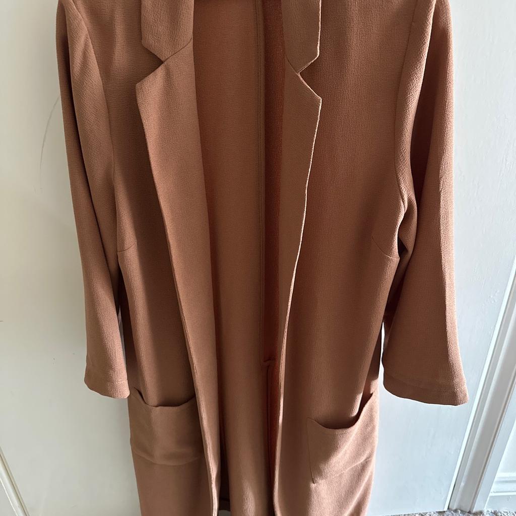 Longline jacket, camel colour, size 12