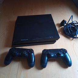 Play station 4, 500 GB and two controllers. I am selling it because my so. stopped using it lo g time ago. it is on good condition.