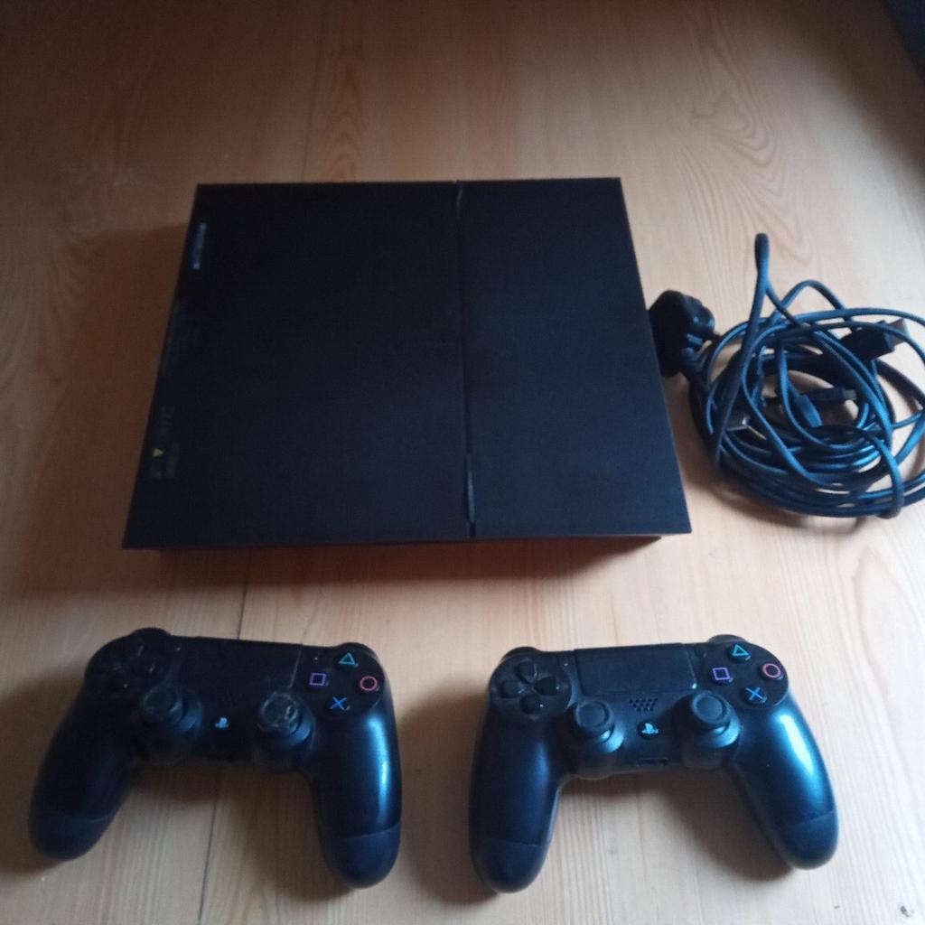 Play station 4, 500 GB and two controllers. I am selling it because my so. stopped using it lo g time ago. it is on good condition.