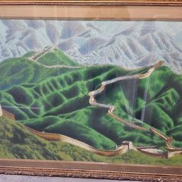 I'm selling this large frame embroidered picture of the great wall of china. this is at least 40 years old but not sure how old after that. size is approx 55inch x 40inch. frame is like plaster cast and has some wear.
looking for sensible offers.