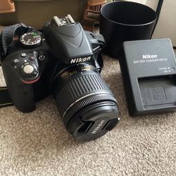 As shown this is an immaculate Nikon D3300 Camera.

Complete with -

Nikon battery charger
Nikon Neck/Shoulder strap
Nikon Professional camera bag ( plenty of room for accessories
Nikon AF-P 18-55 mm lens
Sigma 70-300mm F4-5.6 DG macro lens (boxed with instructions)
Lens hood (anti glare cover)
Scandisk 64gb memory card

Available for collection from Leigh WN7 (near the infirmary).