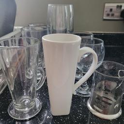 bundles
champagne flute x 4, wine glasses x 12, irish coffee mugs x 6, latte mugs x 5
white tall mugs x 2
from John Lewis, Dunelm and Ikea