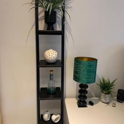 Lovely contemporary black wood Jessie shelving. Perfect for displaying ornaments, plants or folded clothes. Doesn’t include accessories. 2 available. £30 each
