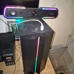 game PC  4 gig Intel  cpu HD on bord ssd HD x2 computer comes with keyboard and mouse sound bar 27 wide screen cost 350 now 200