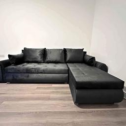 Excellent High Quality upholstry Corner Sofa Bed.

Advance built in mattress for extra comfort with double storage space. 

The chaise lounge can be placed LEFT or RIGHT easily.

Size of L shape: 245cm by 150cm

Size of bed: 200cm by 140cm. 

Can easily sleep 2 adults.

Comes in 3 pieces for easy transportation and to take through tight narrow space.

Contact me on my business whatsapp for more information 
(07404)(654449)