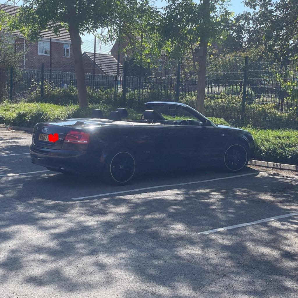 2007 Audi a4 cabriolet
162,129 on the clock will rise as in daily use
2.0 litre diesel tdi sline 140bhp
Remaped to around 190 no proof

Two new window regulators In Both front doors this year

Rear window resealed

There are a few marks on the car for the age there not too bad will show in the pictures

Beautiful car to drive will make a lovely summer car

11-10 months mot all fresh new wheels

All new brakes all round

Miles will go up as will be still using the car daily

Original wheels will be put back on

Any questions feel free to message

Price negotiable
Or nearest offer
Cash on collection