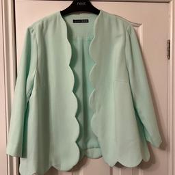 Pretty mint green jacket.hangs edge to edge.3/4 length arms.size 14.jacket length 60cm.fully lined inside.from Primark in good condition.lovely little lightweight summer jacket