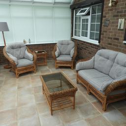 Rattan 2 seeter sofa, two chairs,coffee table, side table