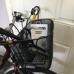 Ladies pro bike discovery 3 shimano twist gears Owner mandual  front basket gel seat pump and lock and stand adjustable handle bars and seat rear carrier  24 in frame  26 in wheel in great condition only road a few times kept in house no rust collection only please