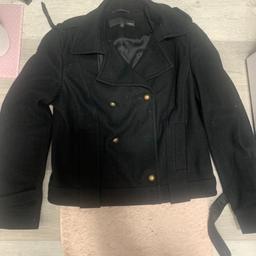 SIZE 12 LADIES BLACK WOOL SHORT JACKET BOUGHT FROM NEXT SOME BUTTONS ARE MISSING LOVELY GOOD QUALITY JACKET