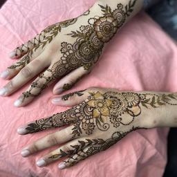 Henna artist available for all occasions
Natural Henna cones used.
home based in E12 6TT
pricing varies depending on detailing of designs
for more details contact me 07424059243 WhatsApp or call