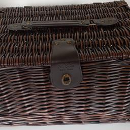 Marks and Spencer Wicker Basket.
Leather and metal fixings.
Excellent condition, never used.
Length: 39cm.
Width: 30cm.
Height: 20cm.
From a smoke and pet free home.

No offers please.

Cash on collection from Bolton.