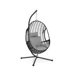 Jaye Hanging Egg Chair - Black

🔶New/other. Flat packed🔶
Item is in very good overall condition item that may have small cosmetic defects as marks, scratches classified as opened and unit assembly. 

Made from steel and rattan effect.
Fabric made from polyester.
Cushion included
Size H197, W110, D96cm.
Weight 28.5kg

🔶Check our other items🔶