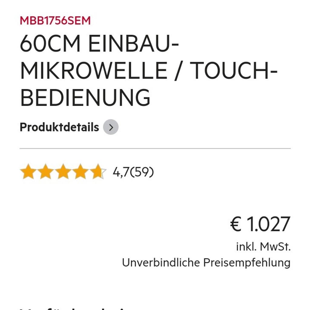 Hallo ich Verkaufen eine AEG Einbau Mikrowelle wie neu 3bis4 mal benutzt..Neu preis. 10027€...Ich möchte gerne 480€ dafür.. Wen interessiert.. 0175/4566793 gerne auch über WhatsApp