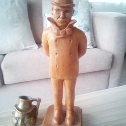 wooden figure of dickens Mr macauber and brass ornament
