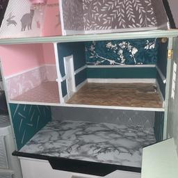 Dollshouse all decorated great for a project put your own mark on it has got battery lights in it collection only from heywood area OL10