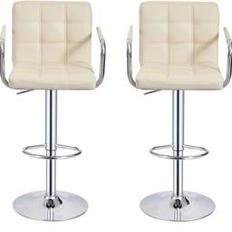 Set of 2 Stools with Armrest Swivel Chair Metal Chrome Leg Home Breakfast Stool
Cream/White

Also available in white/ Grey

Flat pack Assembly required 
Can be assembled on request for free.

See pictures for more details 

Local Delivery available for extra cost depending on your post code