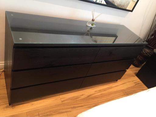 Buy & Sell South East London Croydon - Photos for Chest of 6 drawers, black-brown, 160x78 cm