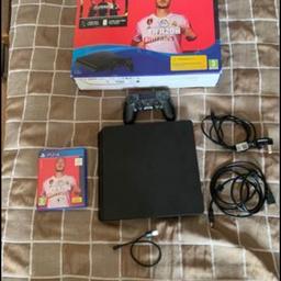 Ps4 slim
500gb
Perfect condition, no damages, used a little, fully working.
Includes: PS4, HMDI cable, Power cable, Ps4 box(is a bit ripped but is sellotaped, not major tips), Controller charger, Ps4 controller (rubber is slightly coming off on the left stick but does not affect performance at all), Ps4 fifa 20.
Message me for any enquires and offers, thanks :)