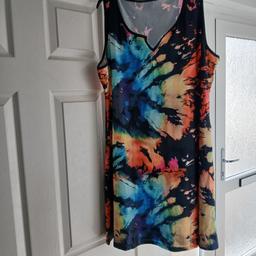 Beautiful Tie-dye pattern dress, stretchy size XL (18 ) just above knee, brand new with packaging from pet and smoke free home dy6
