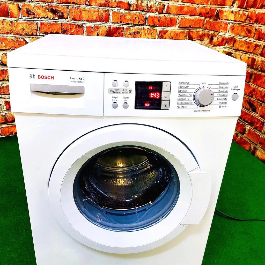 Willkommen bei Waschmaschine Nürnberg!

Entdecken Sie die Effizienz und Leistung unserer hochwertigen Waschmaschinen von Bosch Avantixx 7 VarioPerfect. Vertrauen Sie auf Qualität und Zuverlässigkeit für die perfekte Pflege Ihrer Wäsche.

⭐ Produktinformationen:
- Modell: WAQ28441
- Geprüft und gereinigt, voll funktionsfähig.
- 1 Jahr Gewährleistung.

‼️Gerätemaße (H x B x T): 84,8 cm oder (82 cm ohne Deckel) x 59,8 cm x 55,0 cm 
ℹ️ Mehr Infos auf unserer Website: 
☎️Telefon: 01632563493

✈️ Lieferung gegen Aufpreis möglich.
⚒ Anschluss: 10 Euro.
♻️ Altgerätemitnahme: Kostenlos.

ℹ︎**Beschreibung:**
Die Avantixx mit ActiveWater™Plus: genießen Sie perfekte Wäsche und optimalen Wasserverbrauch bei jeder Wäschemenge.
* ActiveWater™Plus: weniger Wasserverbrauch und Kosten dank sensorgesteuerter, stufenloser Mengenautomatik.
* A+++: wäscht in der sparsamsten Energieeffizienzklasse.
