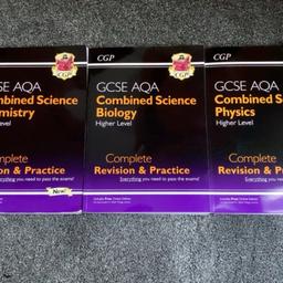 CGP GCSE AQA Combined Science Revision Guides.
Biology, Chemistry, Physics Revision Guides.
Fantastic for students looking to achieve Top Grades for a Cheap Price.