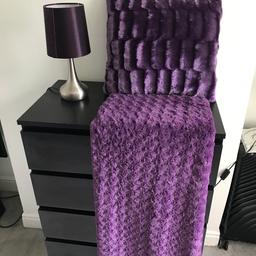 Purple throw over 200cmx150cm 
Small purple lamp
12x12 inches cushion with cushion cover
Good condition 
from pet and smoke free home