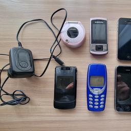 Job lot of old mobile phones (no chargers except for Motorola) bundle includes
2 x I phones, a Nokia 3310, a Samsung slide phone, Newgen flip phone and a Motorola razr which is working with charger. No chargers for others but batteries intact.
Collection from St Helens WA10 or postage can be arranged for extra