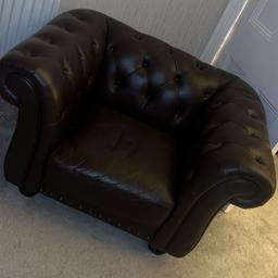 Chesterfield dark brown real leather club chair paid 150o quick sale