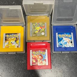 Genuine copies of Pokemon games for Gameboy/colour/advance.

Each has had a new battery installed, with a working save function. PCB and contacts have been cleaned.
Good for many years to come.

£45 each.