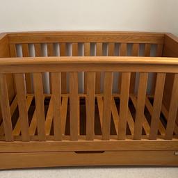 Mamas & Papas Ocean Cot Bed

Solid oak with drawer underneath.

Pictures show cot set up and front panel comes off to turn it into a cot bed.

Some scratches to top which can be seen in photo but do not affect use.

All screws and instruction manual included.

Offers considered

Collection only.