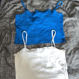 X2 vest crop tops from Topshop, blue&white. Both tops size 14, minimal signs of wear.