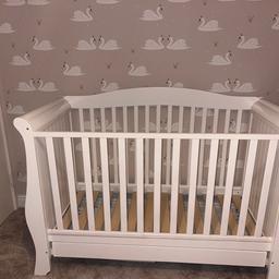 Used for a very short time. In a good condition with some small marks/chips see pics.

The bed dimensions of H94.5cm x W74.5cm x L164cm are perfect for babies through to toddlerhood. And with the adjustable junior bed height of 94.5cm, this bed adapts to your child's growing needs, providing a safe and secure sleeping space as they transition from cot to bed.

Cot is now disassembled but comes with instructions and all parts.

Collection only
Cash only
