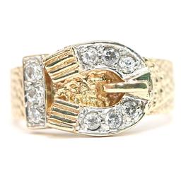 Stunning vintage 9ct gold buckle ring with Cubic Zirconia 

Fully hallmarked Sheffield 2004

11mm wide and weighs 6gms

Size N

Free postage