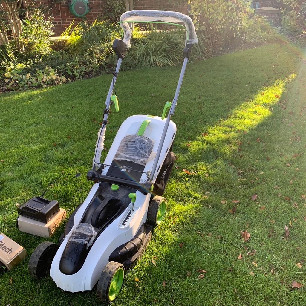 GTech CLM 50 lawnmower 48v lithium battery with 40 mins runtime 42cm cutting width 50L grass box folds down for easy storage Amazon price £528 GTech RRP £599.99 hardly used selling due to health quick sale except £220.