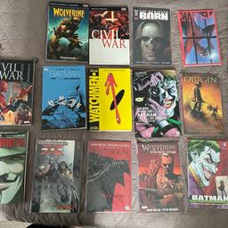 A selection of graphic novels for sale. I’m not looking to sell individually. I am only selling these together. Some very popular ones on sale as you can see from pictures. Some of the comics are in very good condition but others in good condition/average. Open to offers. COLLECTION ONLY.