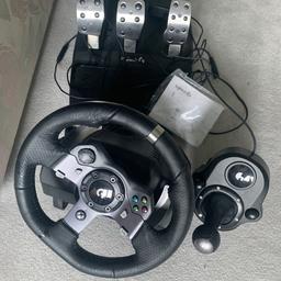 Logitech G290 steering wheel with pedal and gears shifter. Bought new a few years ago and just never found an interest in it. Been sat in a wardrobe for like a year. Fully working and only very lightly used. Could do with being dusted but that takes like 20 seconds. Original instruction sheets included. Can be used on an Xbox or pc. Open to offers.