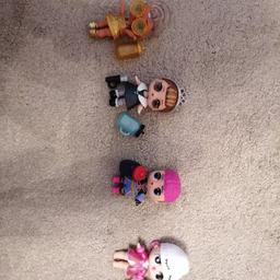 4 lol dolls with drinks cups, shoes, clothes. Good condition  (selling loads of lol stuff) smoke! Pet free home