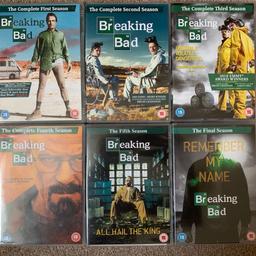 All six series of Breaking Bad on DVD. Only watched once and in excellent condition. Will post for cost of postage.
