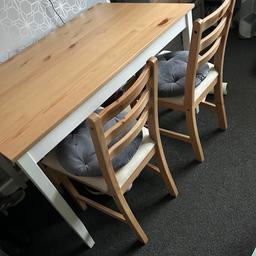 I have a white and pine table and 2chairs from IKEA used just couple times  chairs have few marks on but easy to wash collection only chesterfield s402sd £40