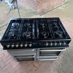 Good condition
100cm wide, 60cm length 
Fully working except for the ignition which is cheap to buy
Built in oven, grill and storage unit
8 gas burners 
Price can be negotiated