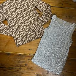 2 river island tops
Size 6
Tan too long sleeve
Sequin tank top
Both good condition
Any questions feel free to ask