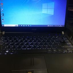 Acer Travelmate P645 i5-5200U 2.2Ghz 8GB 128SSD Windows 10 Pro Laptop
Some marks to the casing but nothing serious. Please see photo.
This is a nice and extremely quick laptop that has great specs and a back lit keyboard too.  Full metal construction - solidly made.

Specs
14" Widescreen Laptop
Intel Core i5-5200U 2.2Ghz CPU
8GB Ram
Webcam
128GB SSD Harddrive
Windows 10 Professional 64bit
Back lit keyboard
RJ45 Network
Wifi & Bluetooth
3x USB 2.0
Monitor Out
HDMI
Mic & Line Jack
Card reader
Battery holds a good charge.
INCLUDES CHARGER