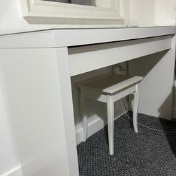 IKEA MALM dressing table. Kept in a very good condition like new, put plastic cover so there are no scratches on the glass. Includes the dressing table stool.