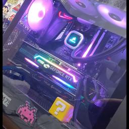 CPU - AMD Ryzen 7 3700X 3.6 GHz 8-Core Processor
Cooler Brand new - Corsair iCUE H100i RGB ELITE
Motherboard - MSI MPG X570 GAMING PRO CARBON WIFI ATX AM4 Motherboard
Ram - Corsair Vengeance RGB Pro 16 GB (2 x 8 GB) DDR4-3200 CL16 Memory
HHD - 2 TB 3.5" 7200 RPM Internal Hard Drive
SSD - 500gb Boot drive
GPU Mint condition - MSI GAMING X TRIO GeForce RTX 2070 SUPER 8 GB Video Card
PSU - Corsair RM750x
2x Big fans at the front and x3 mid fans
Control all RGB

Good high end motherboard, so if you want to ever upgrade in the future, you wont need to change much. It can already run anything, run all triple A titles and all VR titles. Temps are always under 40-50 under full load.
Can deliver if in Birmingham