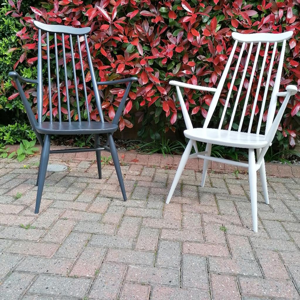 A beautiful pair of mid century Ercol Goldsmith carver chairs. Sad to see go but we're moving and will have no space for them. Looking for a new home.